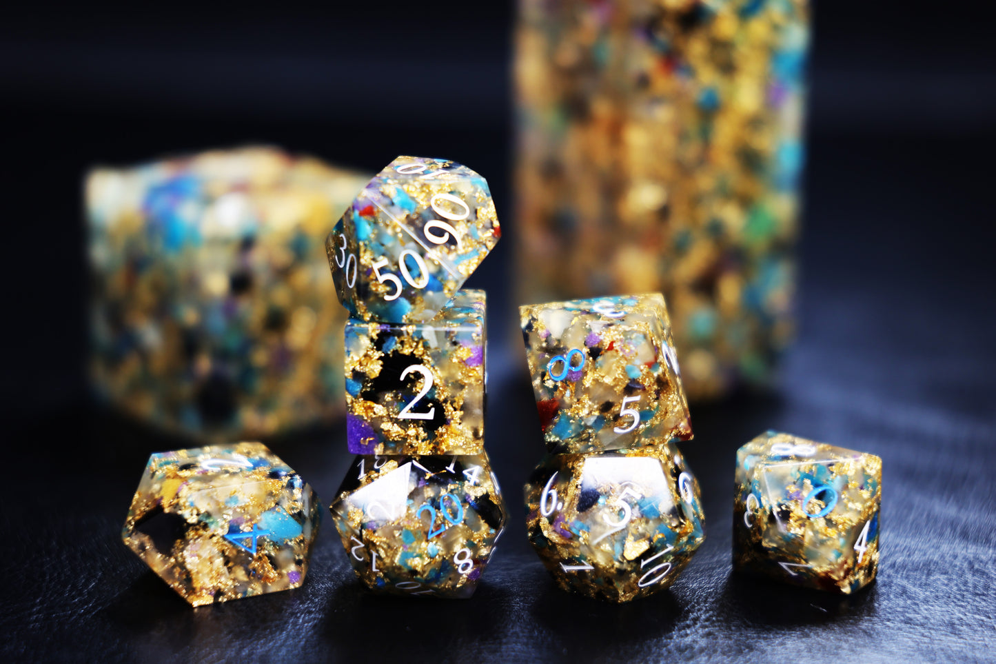 DiceNest D&D Stabilized Wood Dice - Lava No.1, Phantom No.2