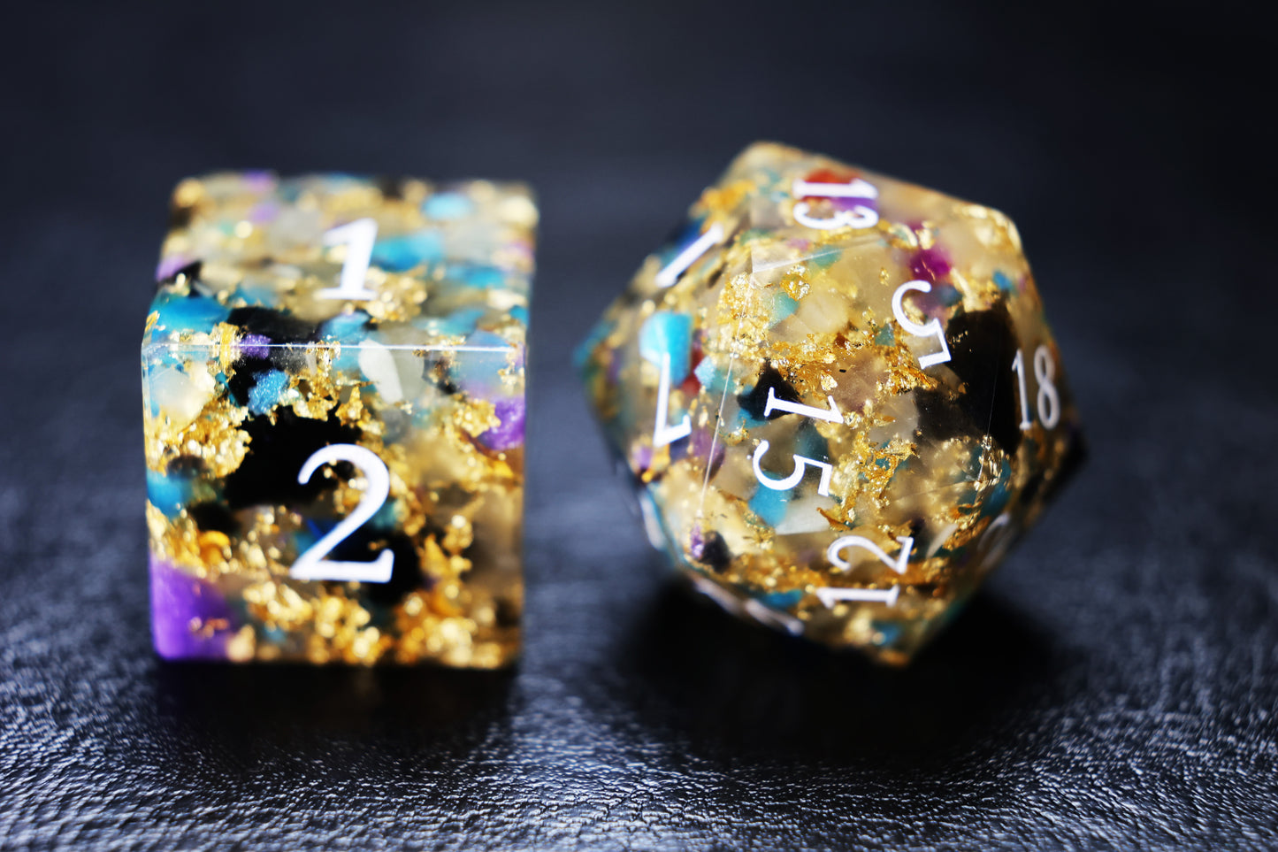 DiceNest D&D Stabilized Wood Dice - Lava No.1, Phantom No.2