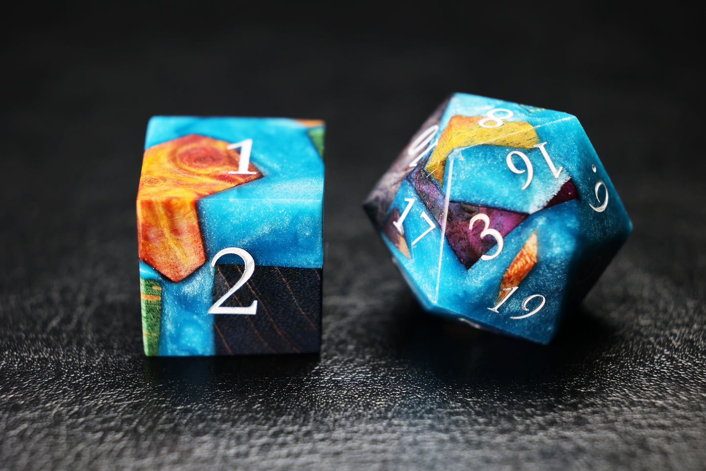 Stabilized Wood Dice- Starlit Azure、 Chromatic Reverie