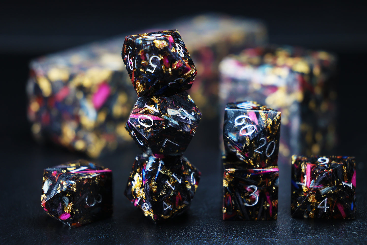 DiceNest D&D Stabilized Wood Dice - Lava No.1, Phantom No.2