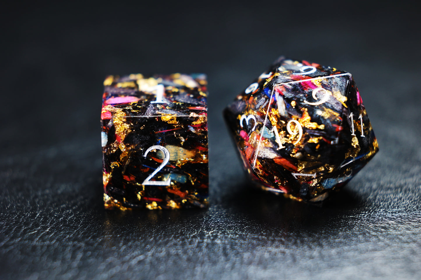 DiceNest D&D Stabilized Wood Dice - Lava No.1, Phantom No.2