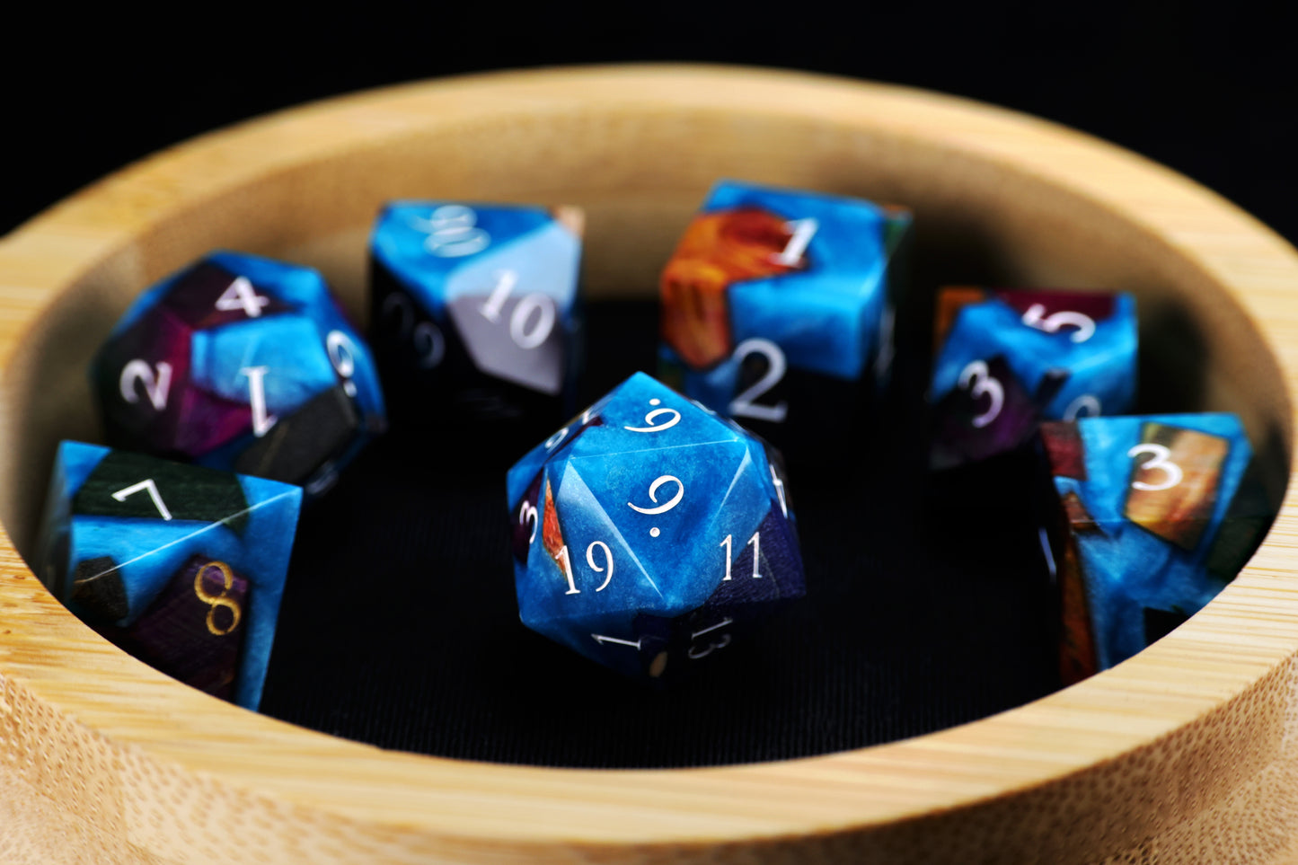 Stabilized Wood Dice- Starlit Azure、 Chromatic Reverie