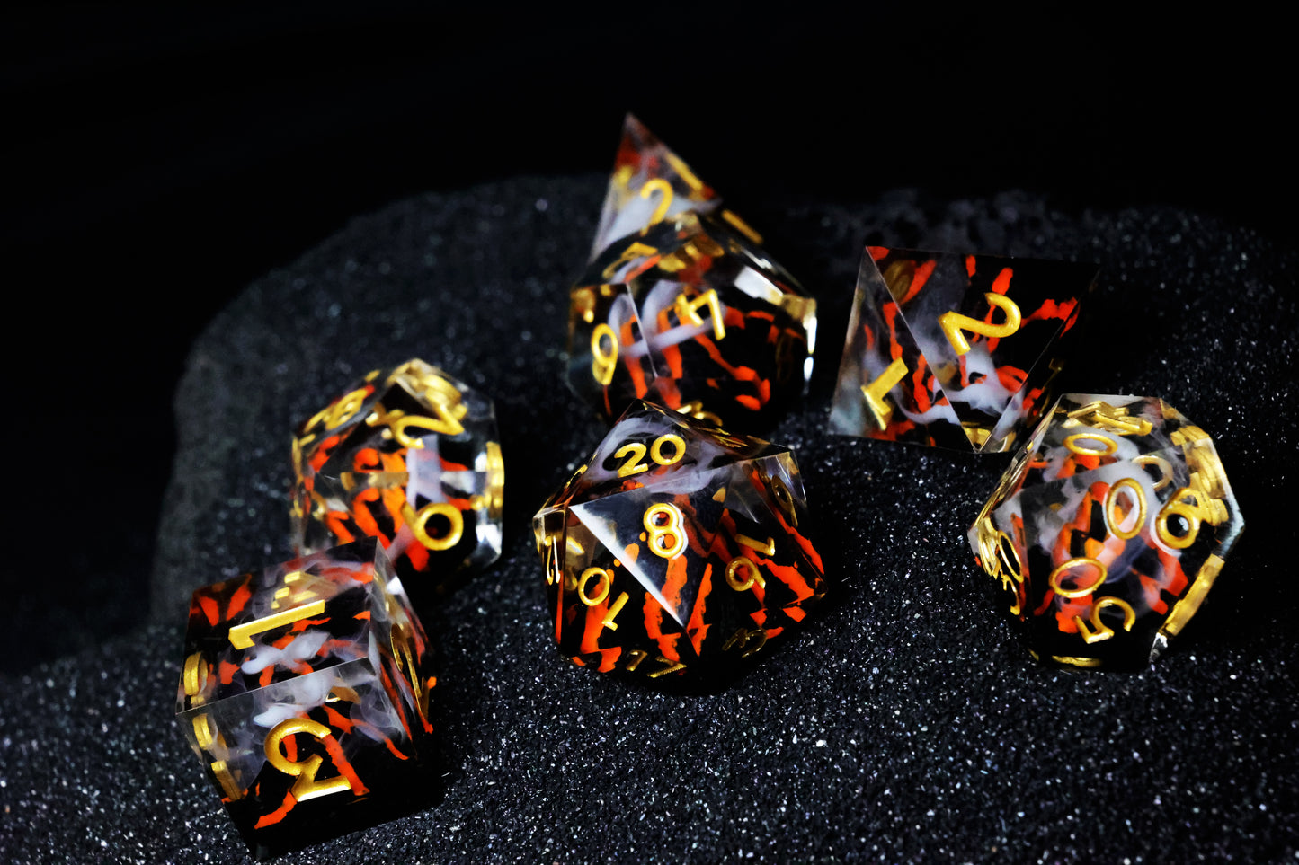 DiceNest D&D Volcanic Eruption Series Resin Dice Set