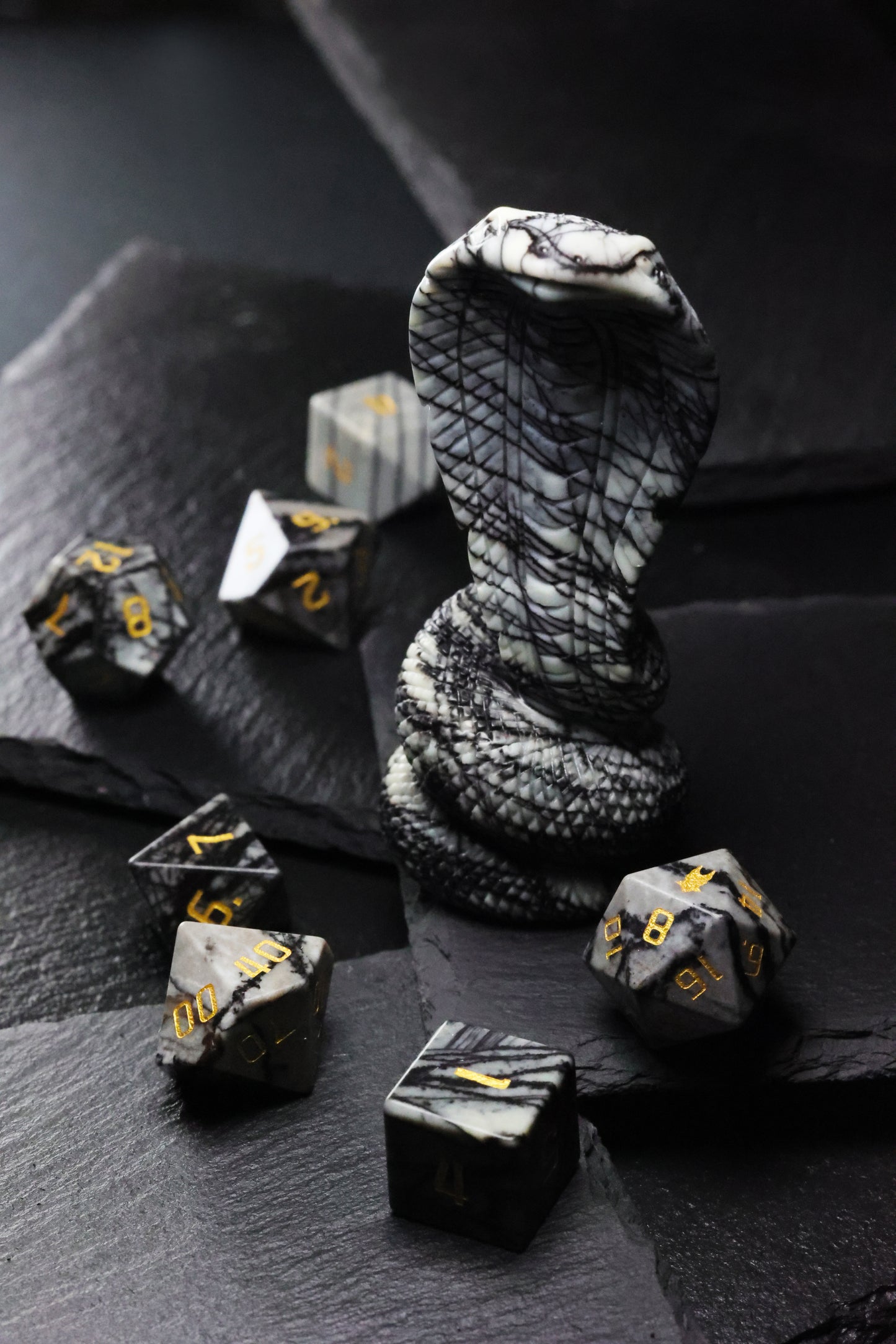DiceNest A-Followers of Anapa –-- Natural Obsidian Dice Set、Natural Net Stone Dice Set