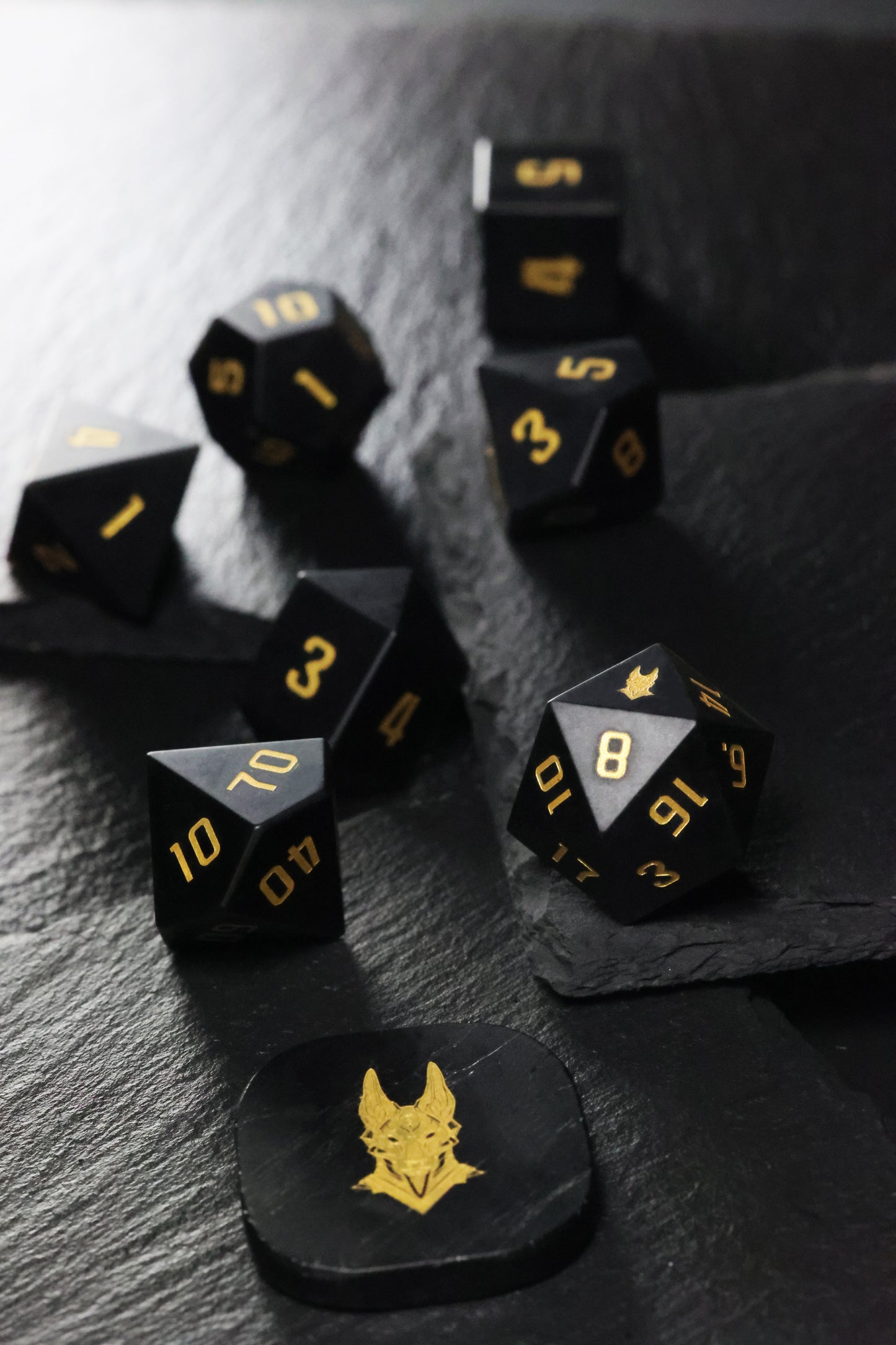 DiceNest A-Followers of Anapa –-- Natural Obsidian Dice Set、Natural Net Stone Dice Set