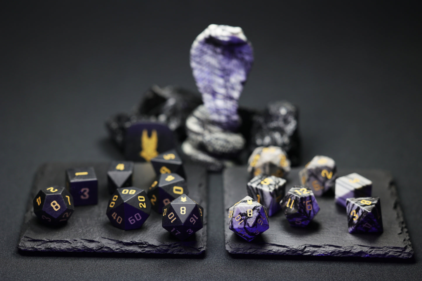 DiceNest A-Followers of Anapa –-- Natural Obsidian Dice Set、Natural Net Stone Dice Set