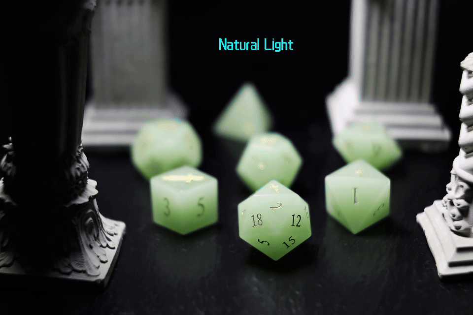 DiceNest   D&D  Night of the Brave – Luminous Gemstone Dice for TRPGs