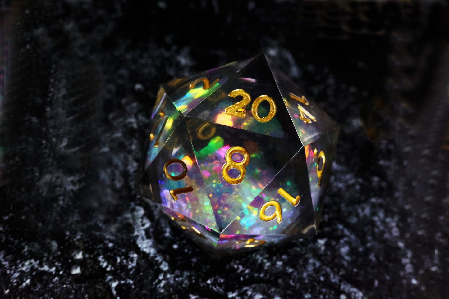 DiceNest  D&D Rainbow & Starry Sky Liquid Core Dice Set – Sharp-Edged Resin
