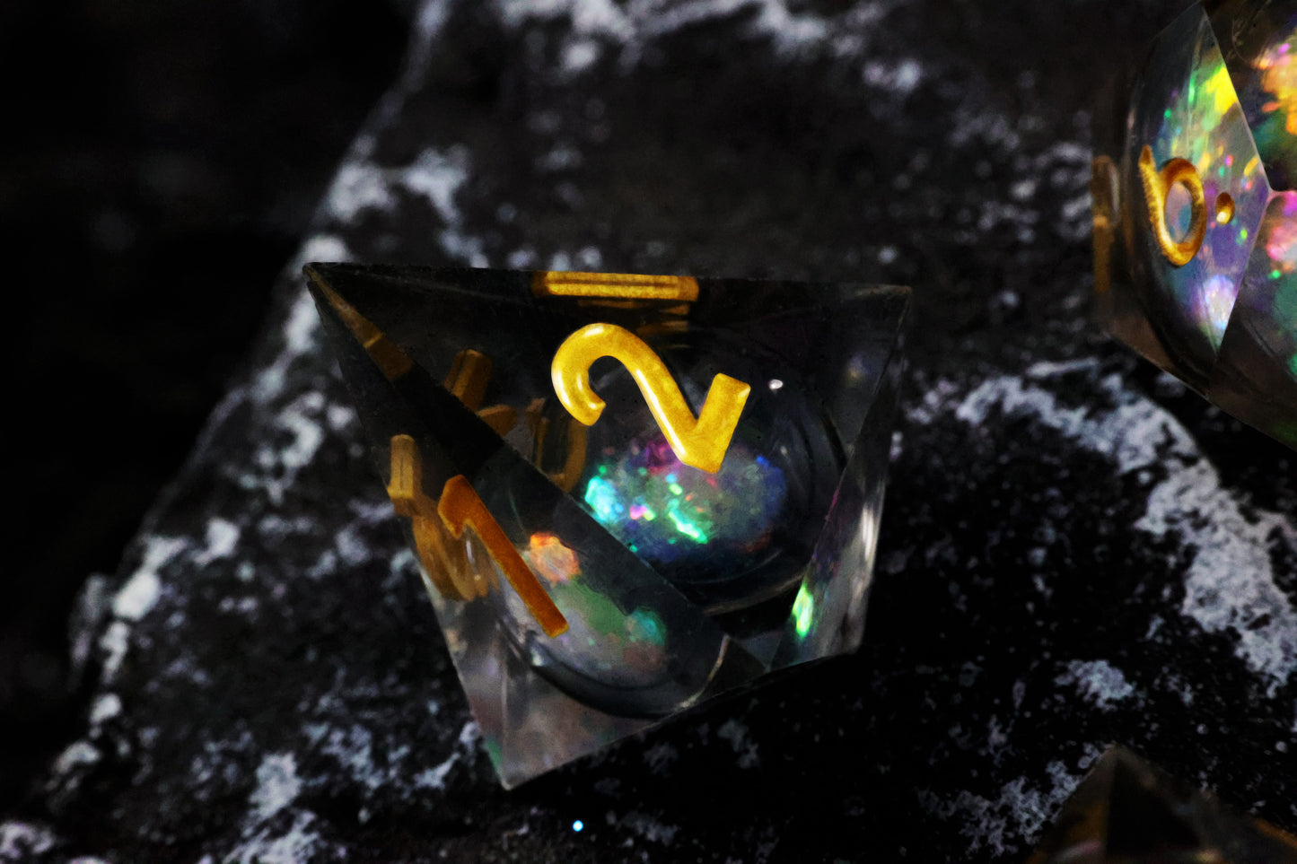 DiceNest  D&D Rainbow & Starry Sky Liquid Core Dice Set – Sharp-Edged Resin