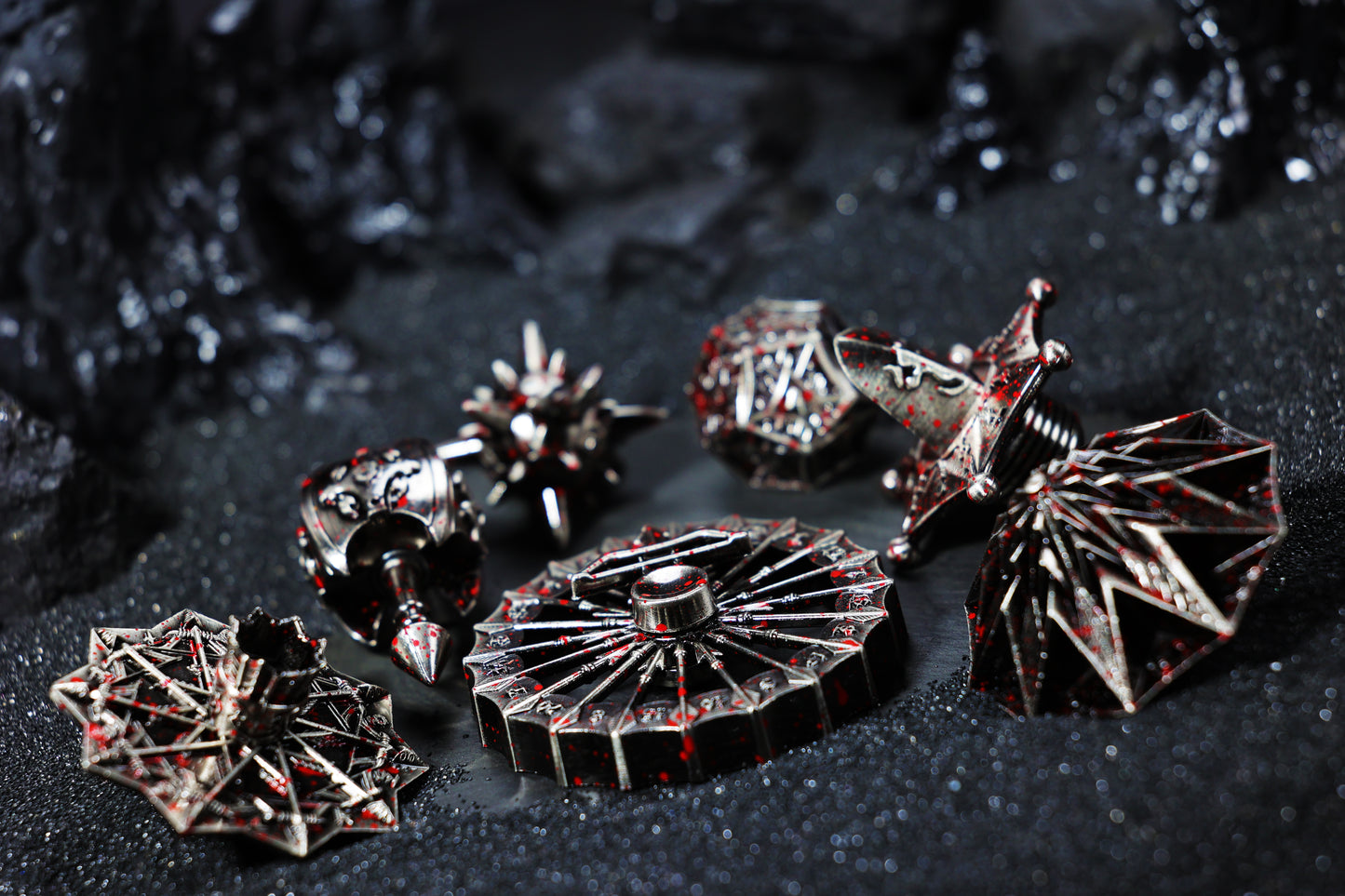 DiceNest    Fate Arsenal – DND Metal Weapon Dice Set
