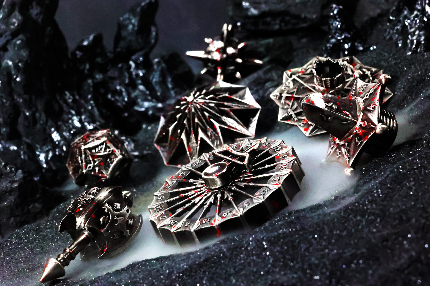 DiceNest    Fate Arsenal – DND Metal Weapon Dice Set
