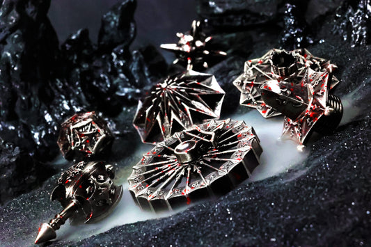 DiceNest    Fate Arsenal – DND Metal Weapon Dice Set