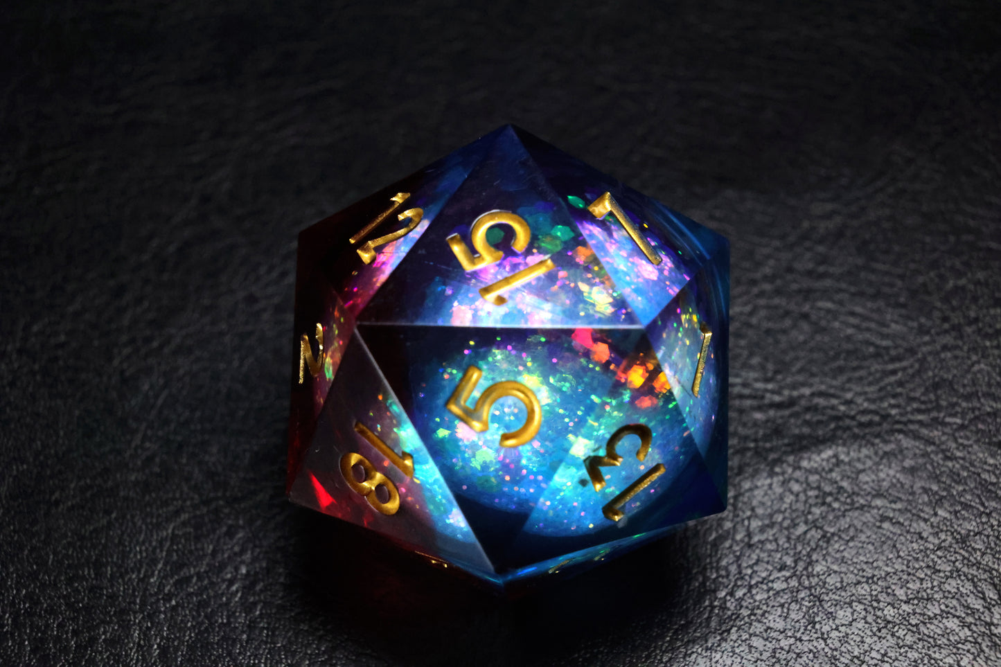 DiceNest  35MM  Rainbow & Starry Sky Liquid Core D20 Dice – Sharp-Edged Resin