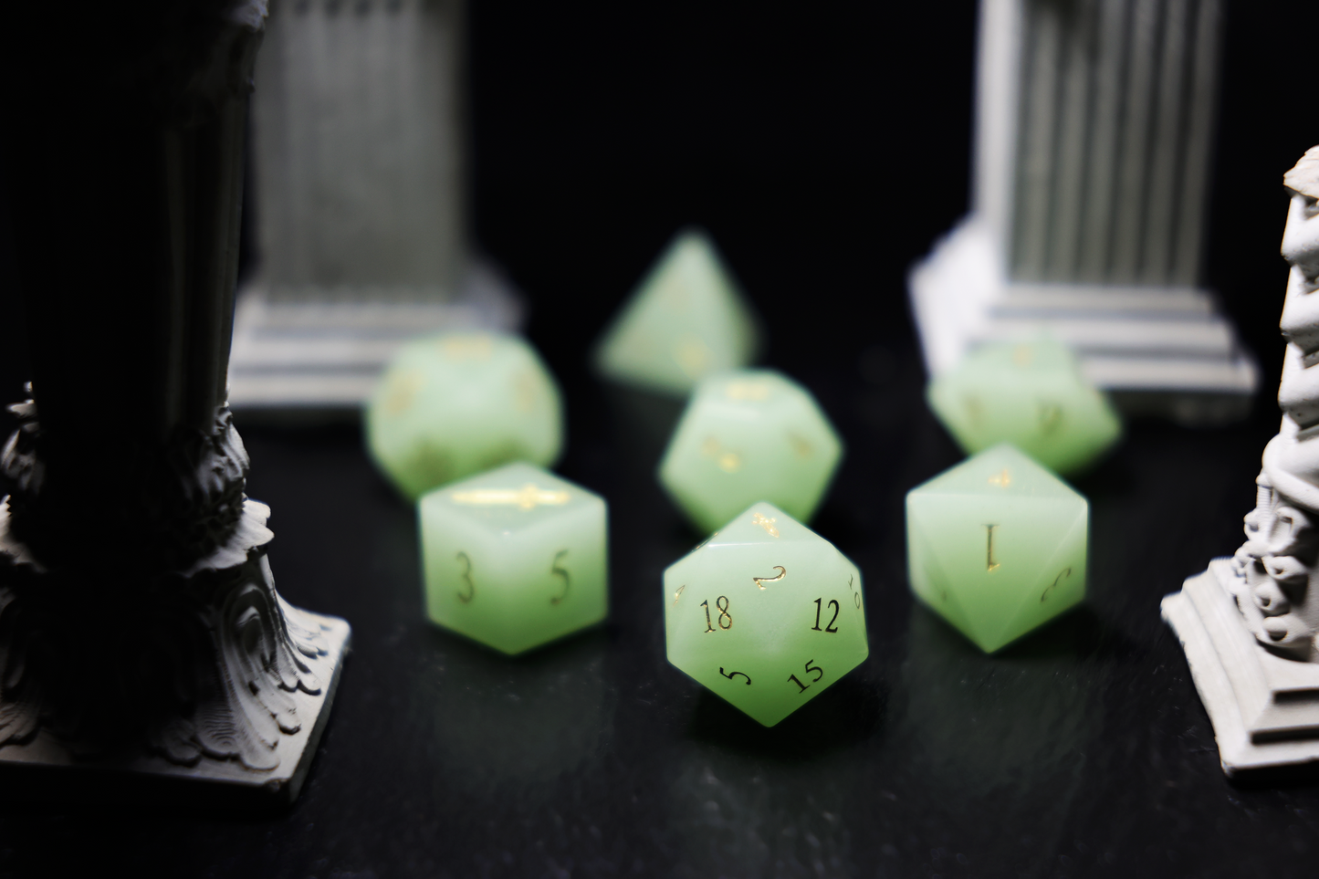 DiceNest   D&D  Night of the Brave – Luminous Gemstone Dice for TRPGs