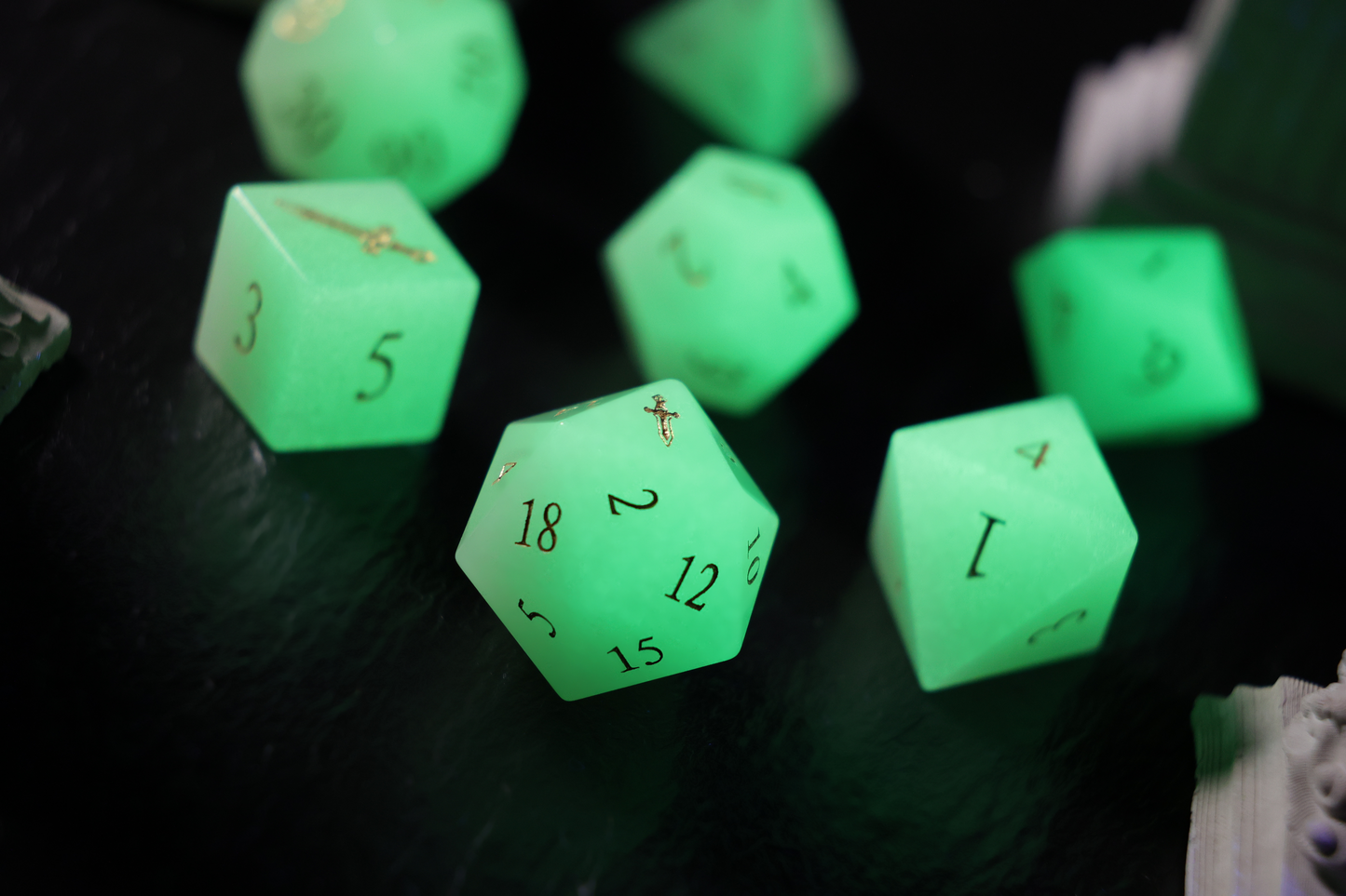 DiceNest   D&D  Night of the Brave – Luminous Gemstone Dice for TRPGs