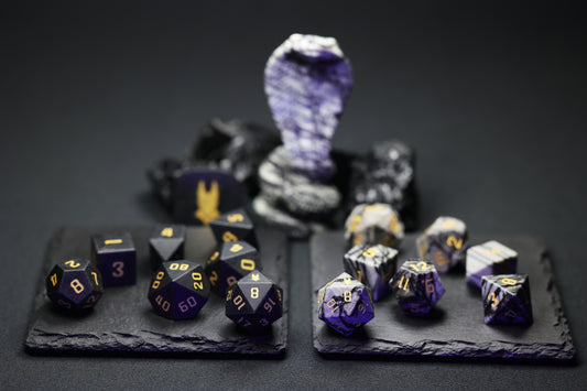 DiceNest   A-Followers of Anapa –-- Natural Obsidian Dice Set、Natural Net Stone Dice Set